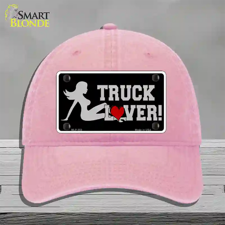 Truck Lover Girl Novelty License Plate Hat Unconstructed Cotton / Pink