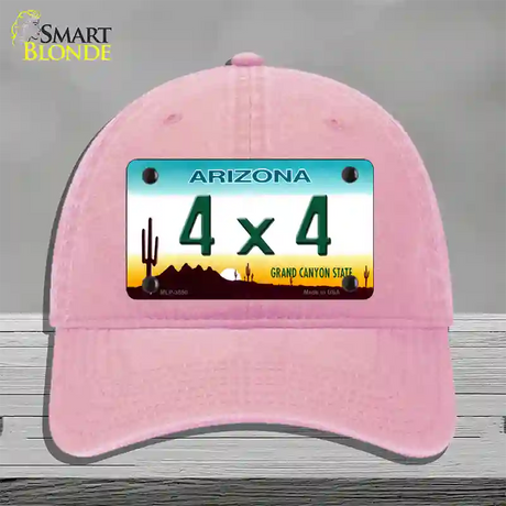 4X4 Arizona Novelty License Plate Hat Unconstructed Cotton / Pink