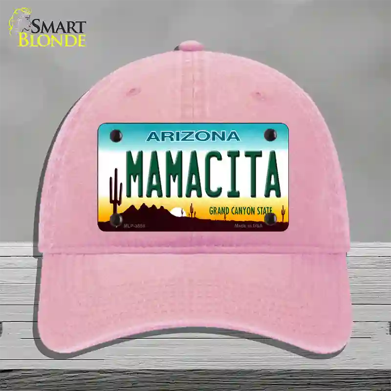 Mamacita Arizona Novelty License Plate Hat Unconstructed Cotton / Pink