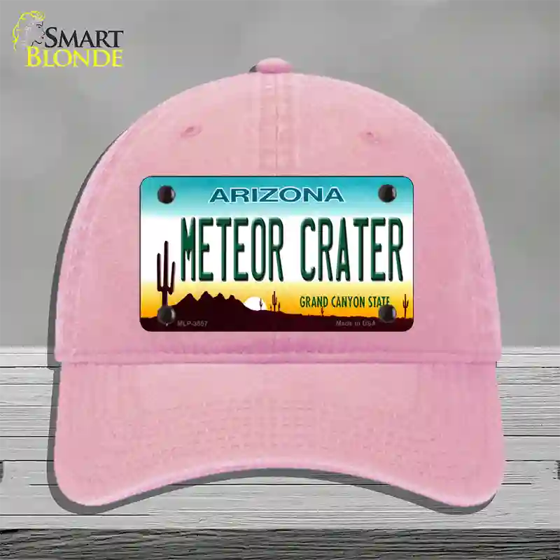 Arizona Meteor Crater Novelty License Plate Hat Unconstructed Cotton / Pink