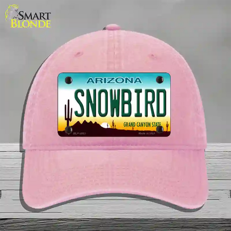 Snowbird Arizona Novelty License Plate Hat Unconstructed Cotton / Pink