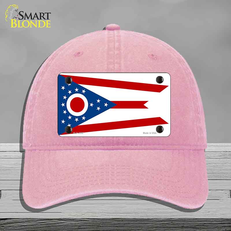 Ohio State Flag Novelty License Plate Hat Unconstructed Cotton Pink