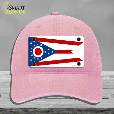 Ohio State Flag Novelty License Plate Hat Unconstructed Cotton Pink
