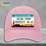 Ocean Front Property Novelty License Plate Hat Unconstructed Cotton / Pink