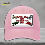 He With The Most Toys Wins Novelty License Plate Hat Unconstructed Cotton / Pink