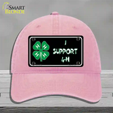 I Support 4-H Novelty License Plate Hat Unconstructed Cotton / Pink