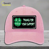 Thanks For Your Support 4-H Novelty License Plate Hat Unconstructed Cotton / Pink