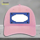 Blue White Quatrefoil Center Scallop Novelty License Plate Hat Unconstructed Cotton / Pink