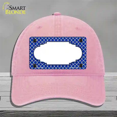 Blue White Quatrefoil Center Scallop Novelty License Plate Hat Unconstructed Cotton / Pink