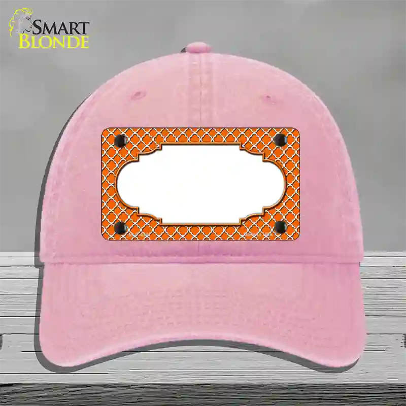 Orange White Quatrefoil Center Scallop Novelty License Plate Hat Unconstructed Cotton / Pink