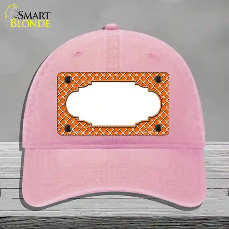 Orange White Quatrefoil Center Scallop Novelty License Plate Hat Unconstructed Cotton / Pink