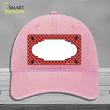 Red White Quatrefoil Center Scallop Novelty License Plate Hat Unconstructed Cotton / Pink