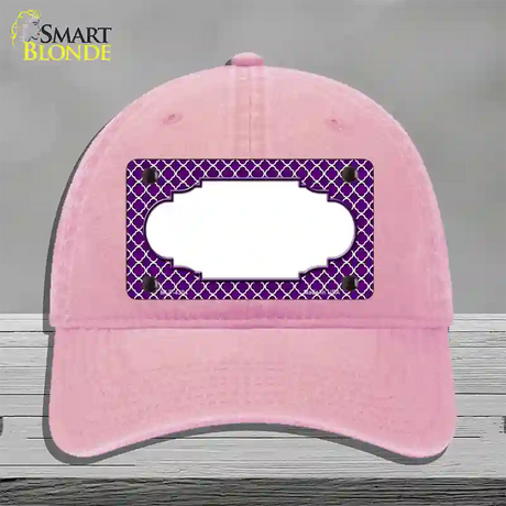 Purple White Quatrefoil Center Scallop Novelty License Plate Hat Unconstructed Cotton / Pink