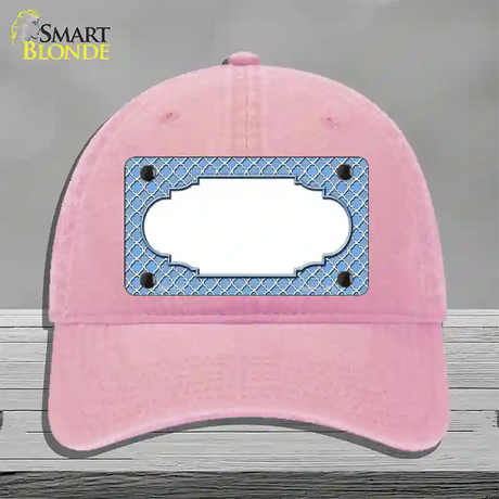 Light Blue White Quatrefoil Center Scallop Novelty License Plate Hat Unconstructed Cotton / Pink