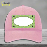 Lime Green White Quatrefoil Center Scallop Novelty License Plate Hat Unconstructed Cotton / Pink