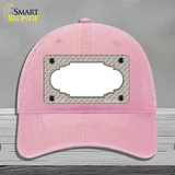 Tan White Quatrefoil Center Scallop Novelty License Plate Hat Unconstructed Cotton / Pink
