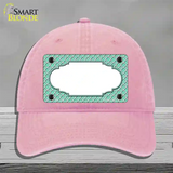 Mint White Quatrefoil Center Scallop Novelty License Plate Hat Unconstructed Cotton / Pink