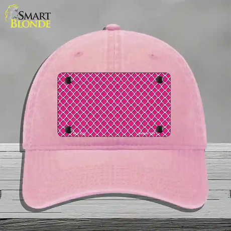 Pink White Quatrefoil Novelty License Plate Hat Unconstructed Cotton / Pink