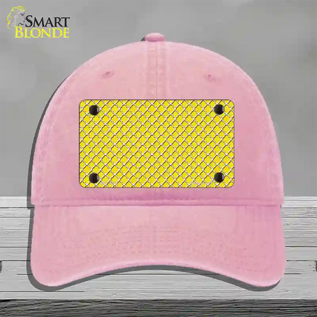 Yellow White Quatrefoil Novelty License Plate Hat Unconstructed Cotton / Pink