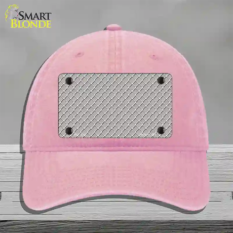 Grey White Quatrefoil Novelty License Plate Hat Unconstructed Cotton / Pink