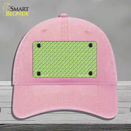 Lime Green White Quatrefoil Novelty License Plate Hat Unconstructed Cotton / Pink