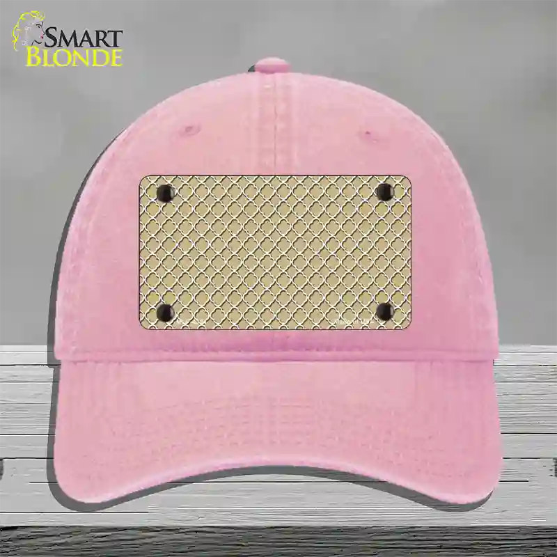 Gold White Quatrefoil Novelty License Plate Hat Unconstructed Cotton / Pink