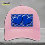 Blue White Quatrefoil Blue Center Hearts Novelty License Plate Hat Unconstructed Cotton / Pink