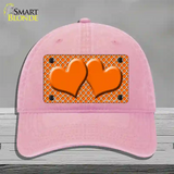 Orange White Quatrefoil Orange Center Hearts Novelty License Plate Hat Unconstructed Cotton / Pink