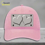Grey White Quatrefoil Grey Center Hearts Novelty License Plate Hat Unconstructed Cotton / Pink
