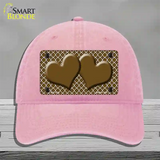 Brown White Quatrefoil Brown Center Hearts Novelty License Plate Hat Unconstructed Cotton / Pink