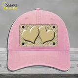 Gold White Quatrefoil Gold Center Hearts Novelty License Plate Hat Unconstructed Cotton / Pink