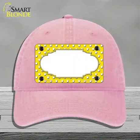 Scallop Yellow White Polka Dot Novelty License Plate Hat Unconstructed Cotton / Pink