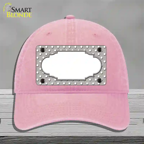 Scallop Grey White Polka Dot Novelty License Plate Hat Unconstructed Cotton / Pink