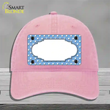 Scallop Light Blue White Polka Dot Novelty License Plate Hat Unconstructed Cotton / Pink