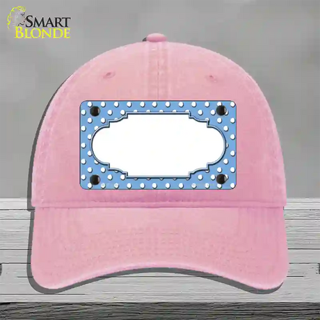 Scallop Light Blue White Polka Dot Novelty License Plate Hat Unconstructed Cotton / Pink