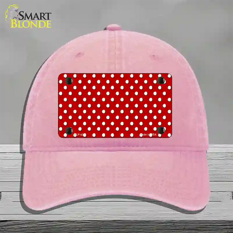 Red Polka Dot Novelty License Plate Hat Unconstructed Cotton / Pink