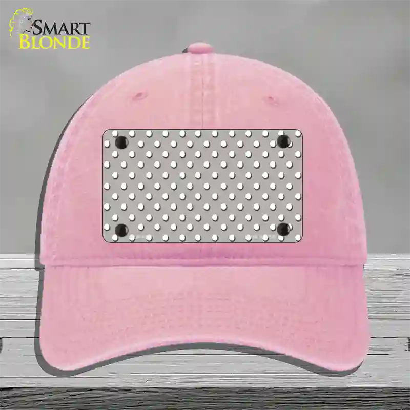 Grey Polka Dot Novelty License Plate Hat Unconstructed Cotton / Pink