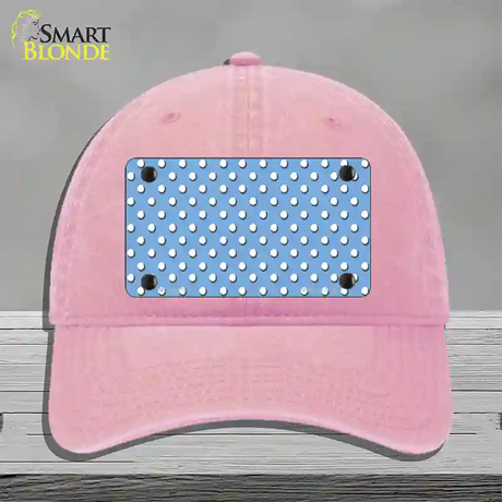 Light Blue Polka Dot Novelty License Plate Hat Unconstructed Cotton / Pink