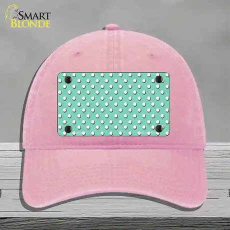 Mint Polka Dot Novelty License Plate Hat Unconstructed Cotton / Pink