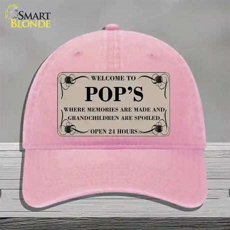 Welcome To Pops Novelty License Plate Hat Unconstructed Cotton / Pink