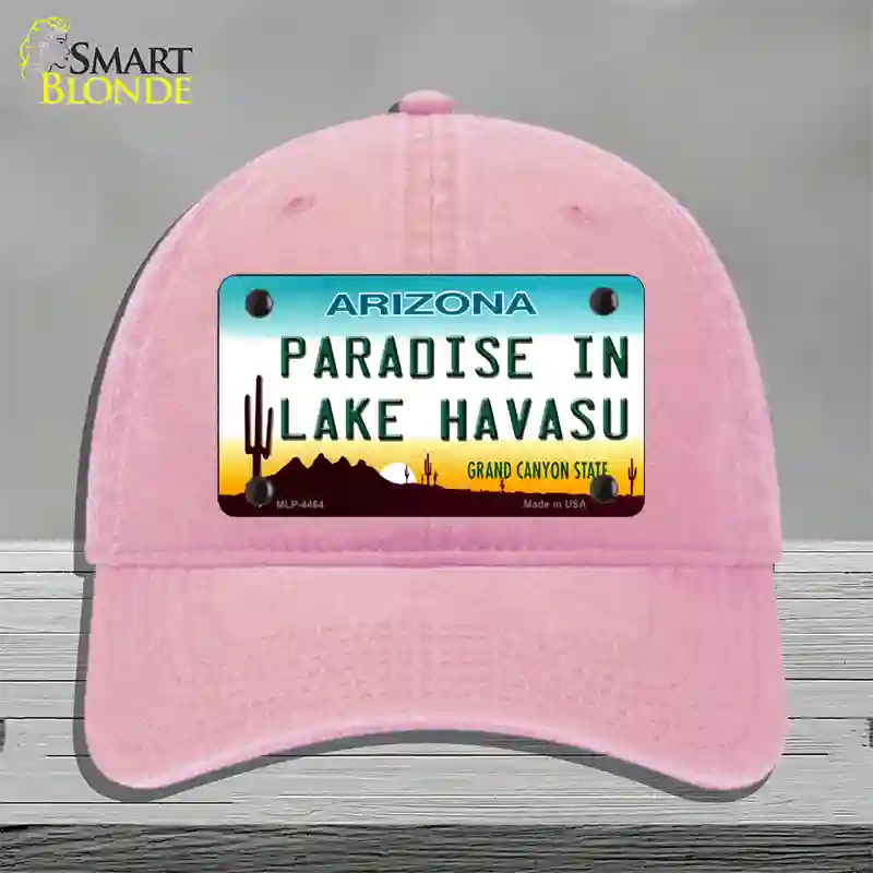 Paradise In Lake Havasu Arizona Novelty License Plate Hat Unconstructed Cotton / Pink