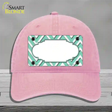 Mint White Large Chevron Center Scallop Novelty License Plate Hat Unconstructed Cotton / Pink
