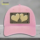 Gold Black Houndstooth Gold Center Hearts Novelty License Plate Hat Unconstructed Cotton / Pink