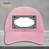 White Black Houndstooth Scallop Center Novelty License Plate Hat Unconstructed Cotton / Pink
