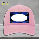 Blue Black Houndstooth Scallop Center Novelty License Plate Hat Unconstructed Cotton / Pink
