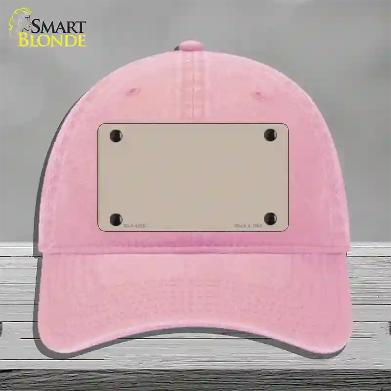 Tan Solid Novelty License Plate Hat Unconstructed Cotton / Pink