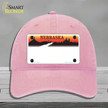 Nebraska Amber State Blank Novelty License Plate Hat Unconstructed Cotton / Pink