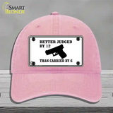 Judged By 12 Carried By 6 Novelty License Plate Hat Unconstructed Cotton / Pink