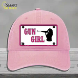 Gun Girl Novelty License Plate Hat Unconstructed Cotton / Pink
