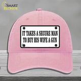 It Takes A Secure Man Novelty License Plate Hat Unconstructed Cotton / Pink